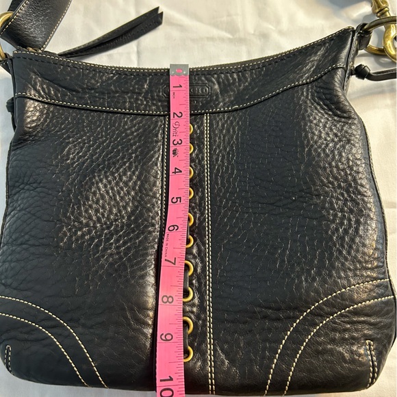 COACH 10399 Black pebbled leather adjustable strap heavy duty brass hardware - Picture 6 of 8